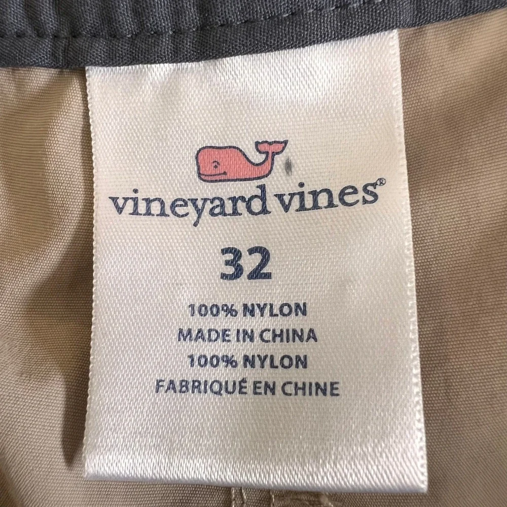 Vineyard Vines Mens Board Shorts Khaki Tan‎ Navy Blue Swim Trunks Size 32 1H0422